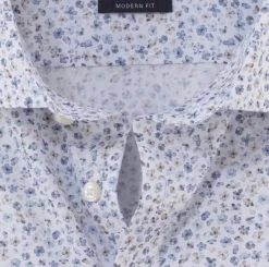Olymp luxor kauluspaita, Modern fit Valkopohjainen Kuosi