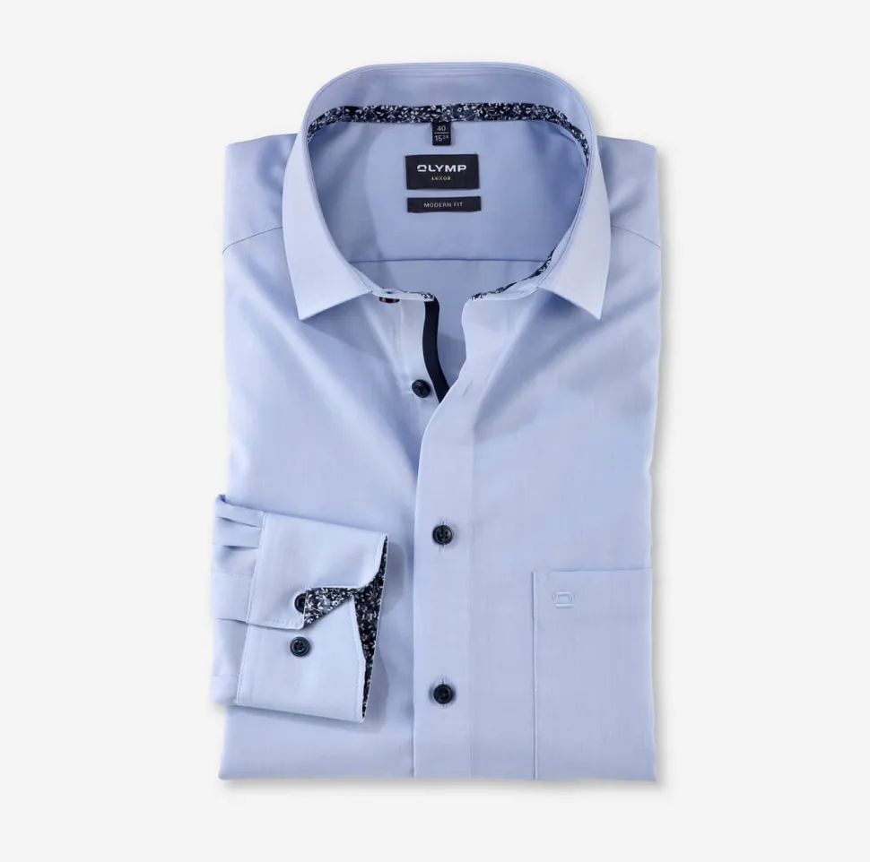 Olymp luxor kauluspaita, Modern fit +hiha Keskisininen