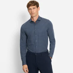 Olymp miesten kauluspaita, 097 24/7 - LEVEL 5 JERSEY BODY FIT Sininen Kuosi