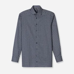 Olymp miesten kauluspaita, 042 LUXOR MODERN FIT MICRO PRINT Sininen Kuosi
