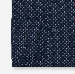 Olymp miesten kauluspaita, 042 LUXOR MODERN FIT MICROPRINT Tummansininen