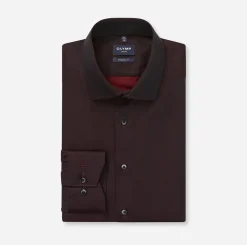 Olymp miesten kauluspaita 042 LUXOR MODERN FIT SATIN, viininpunainen