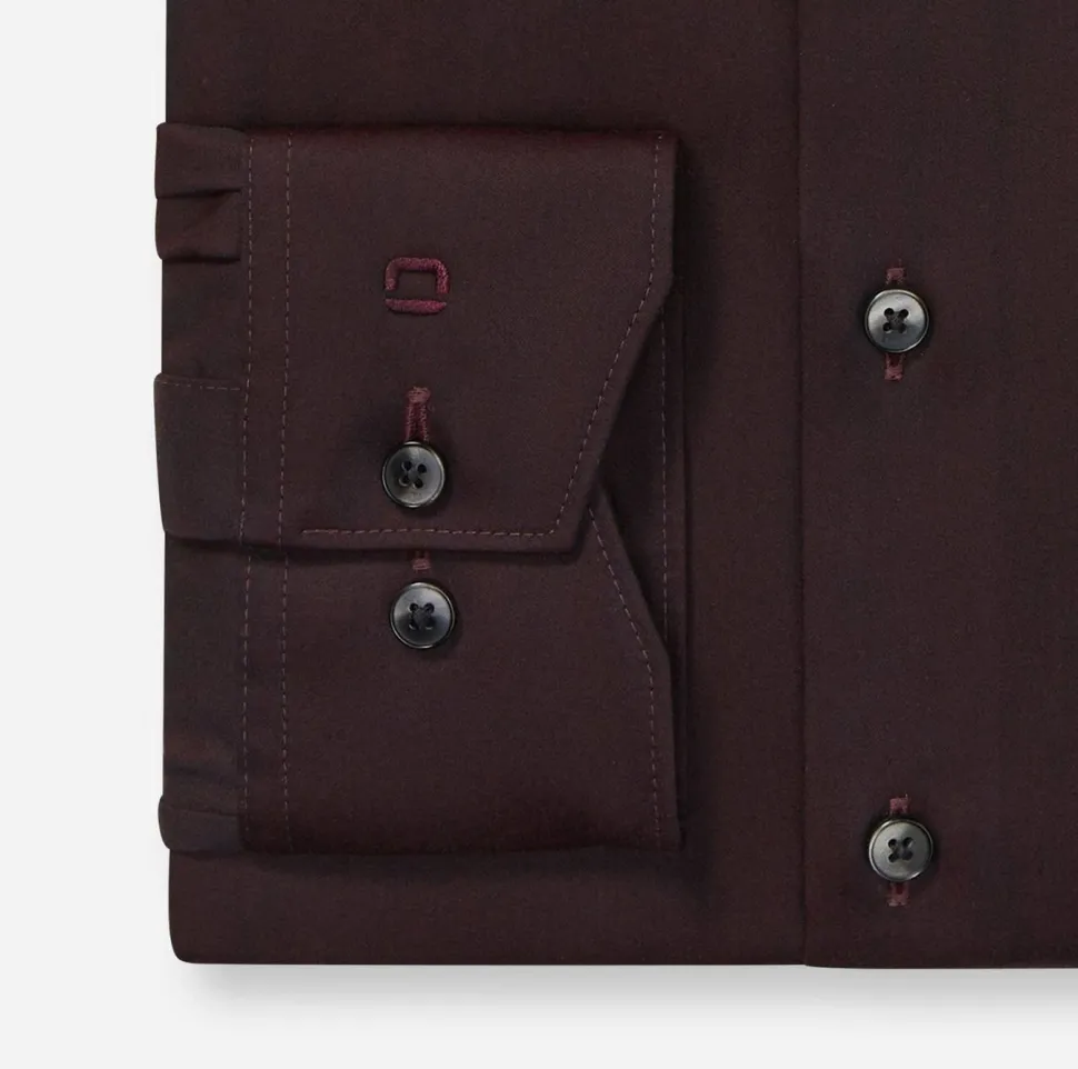 Olymp miesten kauluspaita 042 LUXOR MODERN FIT SATIN, viininpunainen