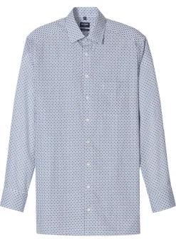 Olymp miesten kauluspaita, 042 LUXOR MODERN FIT MICRO PRINT Valkopohjainen Kuosi