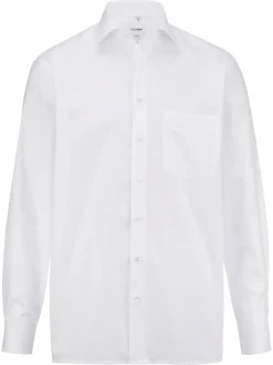 Olymp Miesten Kauluspaita, White Comfort Fit Valkoinen