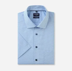 Olymp miesten lyhythihainen kauluspaita, 1264-72-11 SS SEASONAL SHIRT Sininen Kuosi