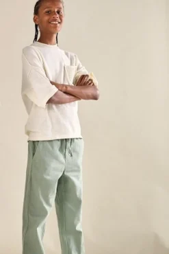 Only and Sons Junior lasten housut, OSJLINUS COTTON LINEN PANT Vihreä