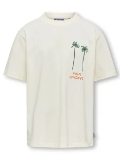 Only and Sons Junior t-paita, OSJMENES LOOSE SS O-NECK T-SHIRT Luonnonvalkoinen