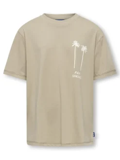 Only and Sons Junior t-paita, OSJMENES LOOSE SS O-NECK T-SHIRT Beige