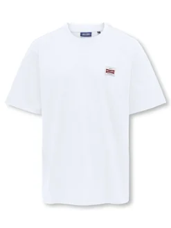 Only and Sons Junior t-paita, OSJFRED LIFE RLX SS LABEL TEE Valkoinen