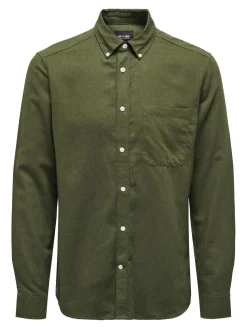 Only and Sons kauluspaita, GUDMUND SLIM SOLID Armeijanvihreä