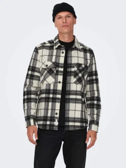 Only and Sons kauluspaita, ONSMILO OVR CHECK LS SHIRT Musta Ruutu