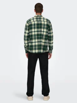Only and Sons kauluspaita, ONSMILO OVR CHECK LS SHIRT Vihreä Ruutu