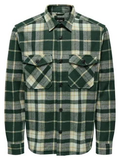 Only and Sons kauluspaita, ONSMILO OVR CHECK LS SHIRT Vihreä Ruutu