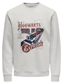 Only and Sons miesten collegepaita ONSXMAS REG CREW HP, Lunar Rock