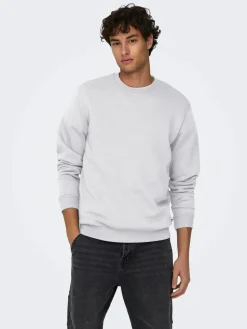 Only and Sons miesten collegepaita ONSCERES Crew Neck, vaaleanharmaa