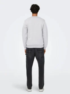 Only and Sons miesten collegepaita ONSCERES Crew Neck, vaaleanharmaa