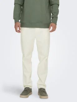 Only and Sons Miesten Housut, LINUS TAP CORDYROY PANT NOS Luonnonvalkoinen