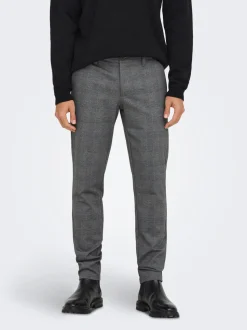 Only and Sons Miesten Housut Mark Check Pant Nos Harmaa Ruutu