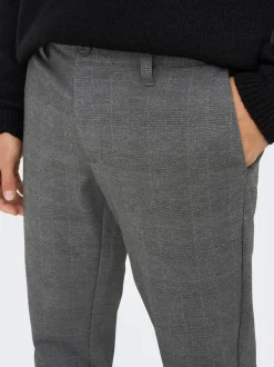 Only and Sons Miesten Housut Mark Check Pant Nos Harmaa Ruutu