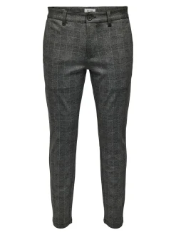 Only and Sons Miesten Housut Mark Check Pant Nos Harmaa Ruutu