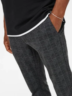 Only and Sons Miesten Housut Mark Check Pant Nos Harmaa Ruutu