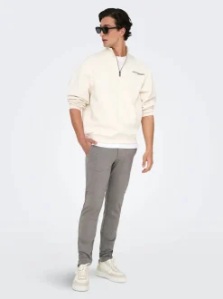 Only and Sons miesten housut ONSMARK SLIM TAP DITSY 2912 PANT NOOS, Tobacco Brown