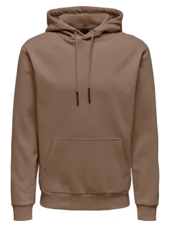 Only and Sons Miesten Huppari ONSCERES LIFE HOODIE SWEAT Ruskeanharmaa