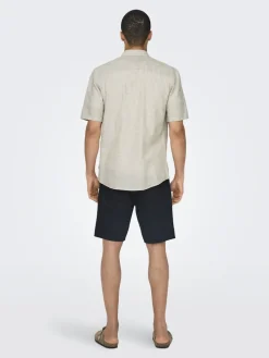 Only and Sons Miesten Kauluspaita ONSCAIDEN SS SOLID LINEN Beige
