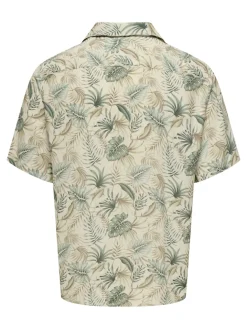 Only and Sons miesten kauluspaita, WAYNE LIFE VISCOSE SHIRT Vihreä Kuosi