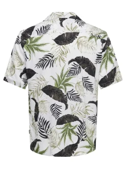 Only and Sons miesten kauluspaita, WAYNE LIFE VISCOSE SHIRT Valkopohjainen Kuosi