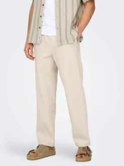 Only and Sons miesten kesähousut, SINUS LOOSE LIN PANT Silver Lining