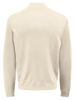 Only and Sons Miesten Neulepusero, PHIL WYLER REG HALF ZIP Luonnonvalkoinen