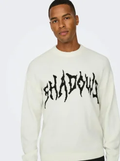 Only and Sons miesten neule, RANDY LIFE JAQ CREW NECK Valkoinen