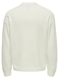 Only and Sons miesten neule, RANDY LIFE JAQ CREW NECK Valkoinen