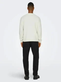 Only and Sons miesten neule, RANDY LIFE JAQ CREW NECK Valkoinen