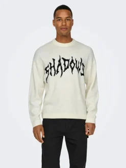 Only and Sons miesten neule, RANDY LIFE JAQ CREW NECK Valkoinen