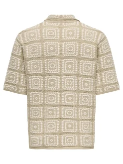 Only and Sons miesten paita, BART RLX SS SHIRT KNIT Silver Lining Egret