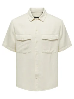 Only and Sons miesten paita, KARI SHIRT VISC LINEN Luonnonvalkoinen