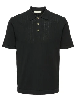 Only and Sons miesten paita ONSMOON REG 12 SS Polo Knit, musta