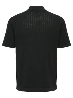 Only and Sons miesten paita ONSMOON REG 12 SS Polo Knit, musta