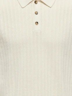Only and Sons miesten paita ONSMOON REG 12 SS Polo Knit, Egret