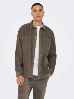 Only and Sons miesten paita ONSALP RLX 2PKT WASHD CORD LS SHIRT NOOS, Falcon