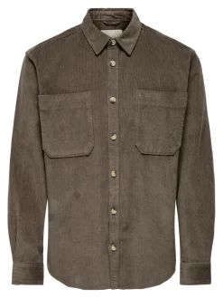 Only and Sons miesten paita ONSALP RLX 2PKT WASHD CORD LS SHIRT NOOS, Falcon