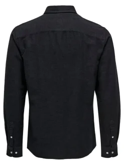 Only and Sons Miesten Pellavapaita CARLO LINEN SHIRT Tummansininen