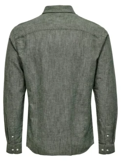 Only and Sons Miesten Pellavapaita CARLO LINEN SHIRT Vihreä