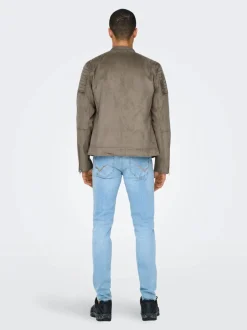 Only and Sons Miesten Takki, GUS FAUX LEATHER Keskiruskea