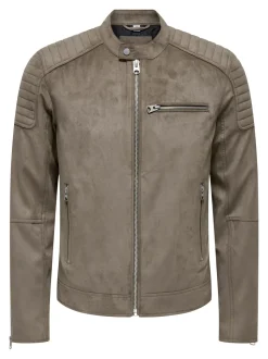 Only and Sons Miesten Takki, GUS FAUX LEATHER Keskiruskea