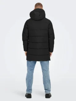 Only and Sons Miesten Talvitakki Carl Long Quilted Coat Musta