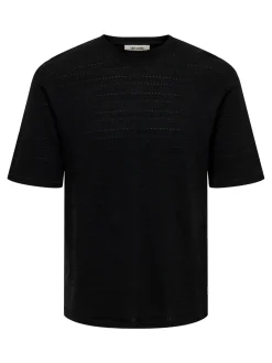 Only and Sons miesten t-paita, GIVO REG 12 SS CREW KNIT Black